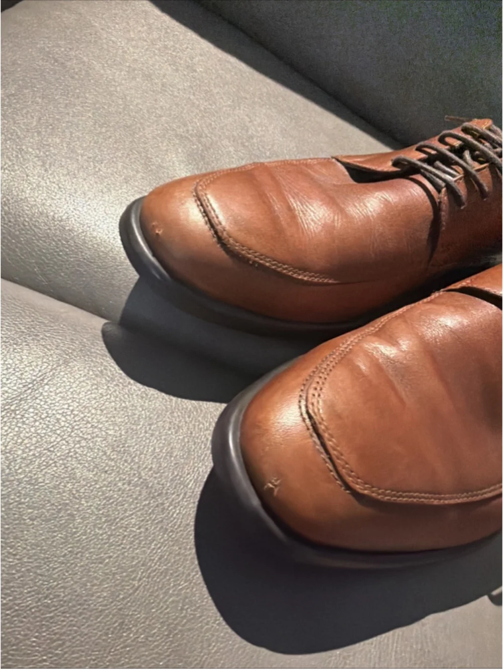 GUC MEN’S ECCO TRAY TECH OXFORD LACE UP SHOES SIZE 42 EU 8-8.5 US BROWN LEATHER